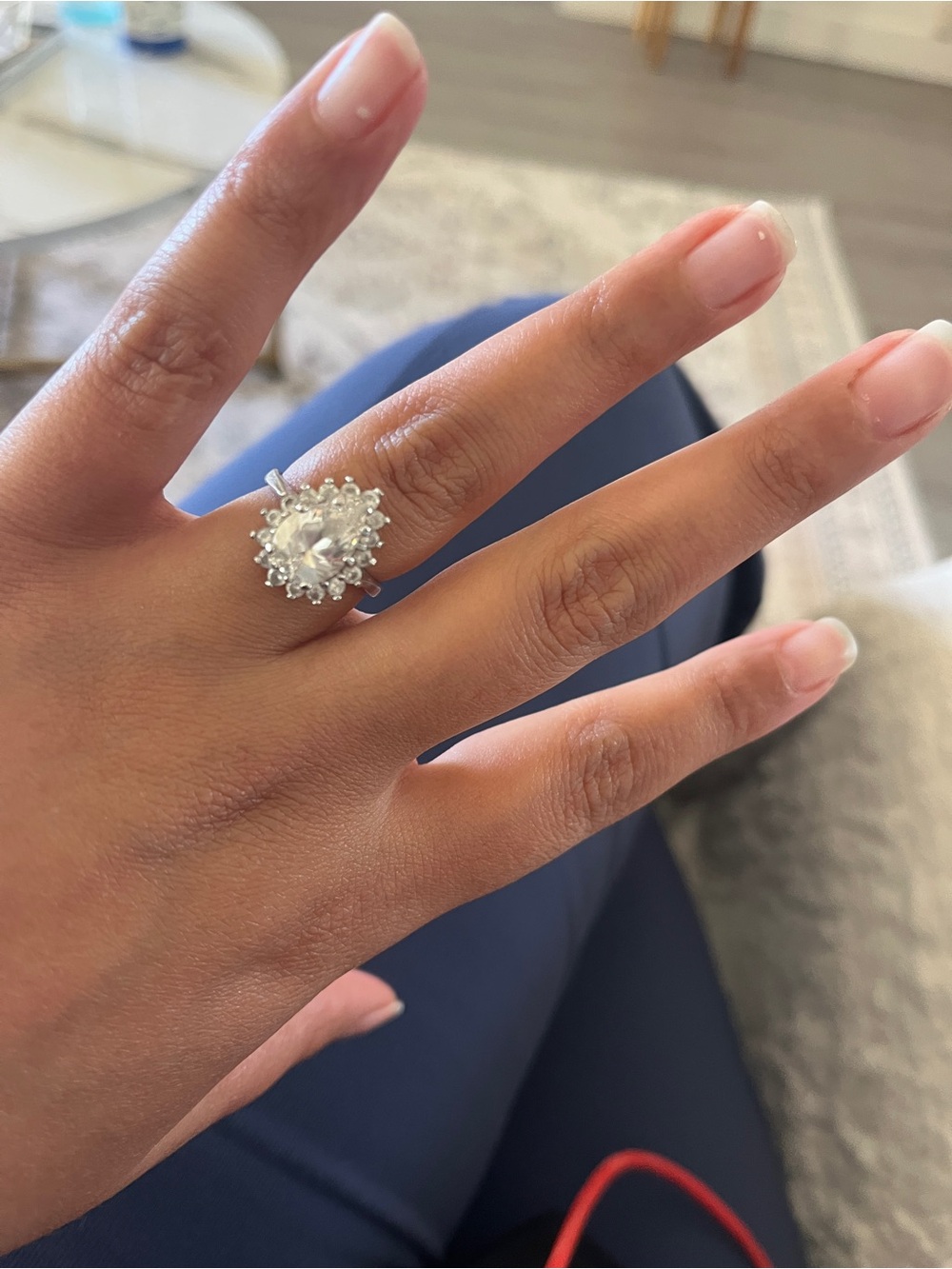 Silver Crystal Halo Cocktail Ring - White